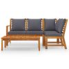 Garden Lounge Set Dark grey, Wood Solid Acacia wood, Polyester