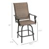 Rotating Bar Stools with Armrests, High-Grade Sling & Steel Frame for Patio