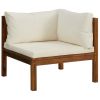 Garden Lounge Set Cream Solid acacia wood, 100% polyester fabric