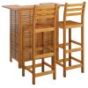 Garden Bar Set Natural Wood Solid Acacia Wood Compact Footrest