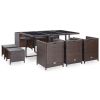 Outdoor Furniture Set Brown Poly Rattan Large Removable Covers