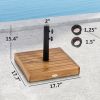 Square Patio Umbrella Base, 42 lbs Concrete Heavy Duty Umbrella Base with Holder for 1.25"/1.5" Poles for Outdoor, Lawn, Poolside, Teak