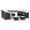Outdoor Furniture Set Black and Cream White