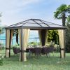 Luxury Hardtop Gazebo 12'x10' with Curtains, Outdoor Patio Canopy Shelter, Elegant Design for Garden