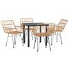 Garden Dining Set Black Poly Rattan Standard Durable