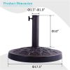 18" Bronze Umbrella Base - Heavy-Duty Resin+Steel Upright, 30lbs Stable Round Design with Hand-Turn Knob