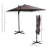 8'x8' Square Patio Hanging Offset Umbrella, Outdoor Cantilever Parasol w/ Cross Base, Light Brown