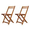 Bistro Set Warm Natural Brown Solid Acacia wood Small Foldable