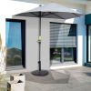 20lbs Half Round Patio Umbrella Base Outdoor Decorative Resin Parasol Stand Holder for Φ1.5", Φ1.9" Pole, Lawn, Deck, Garden Use, Bronze