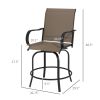 Set of 2 Outdoor Bar Stools Tan 360 Swivel Bar Height Chairs for Garden Gatherings