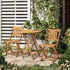 3-Piece Patio Bistro Set, Folding Acacia Wood Bistro, Set Outdoor Square Table Two Chair, Slatted Finish, Teak, Natural