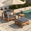 U_STYLE Acacia Wood Outdoor Lounge Set - Chair & Ottoman, Perfect for Patios, Balconies, and Gardens