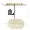 15ft Double-Sided Outdoor Umbrella with Solar Lights, UPF50+ Extra Large Aluminum Patio Umbrella with Crank, Cream White
