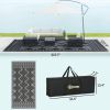 Reversible Outdoor Rug, Waterproof Plastic Straw with Carry Bag, 9' x 18', Black & Gray Rhombus Border