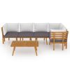 Garden Lounge Set Acacia wood with dark grey and white cushions
