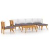 Garden Lounge Set Dark grey Solid acacia wood