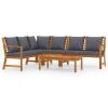 Garden Lounge Set Dark grey Solid acacia wood, Polyester Medium