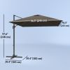8'x8' Square Patio Hanging Offset Umbrella, Outdoor Cantilever Parasol w/ Cross Base, Tan