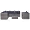 Sofa Set Grey Poly rattan, powder-coated steel, glass, polyester