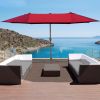 15ft Patio Umbrella with Base, Rectangular Double-Sided Shade, Easy Crank