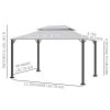 Patio Gazebo 10x13 with 2-Tier Polyester Roof and Mesh Portable Aluminum Frame Grey for Outdoor
