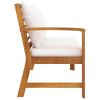 Garden Bench Cream, Wood Brown Solid Acacia Wood, Polyester Fabric