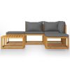 Garden Lounge Set Natural wood + Dark grey (cushions)