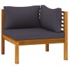 Corner Sofa Dark grey Solid acacia wood, 100% polyester Standard