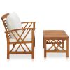 Garden Lounge Set Cream white, Natural wood finish