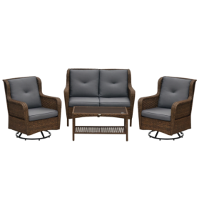 Pieces Patio Furniture Set (Option: Mixed Brown Wicker)