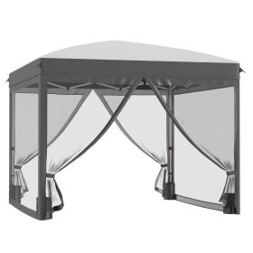 Outsunny 10' X 10' Pop Up Canopy Tent With Netting, Instant Sun Shelter, Tents For Parties, Height A (Option: Gray)