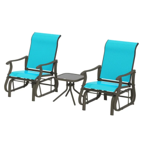 Outdoor Dining Table And Chair (Color: Blue)