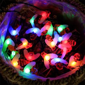 Solar String Lights Outdoor Waterproof Simulation Honey Bees Lamp Fairy Lights with 8 Lighting Decor for Garden Xmas Decorations (Color: Colorful, size: 7Mleds)