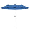 Double-sided Patio Umbrella, 9.5' Outdoor Umbrella with Push Button Tilt and Crank, 3 Air Vents and 12 Ribs, Navy Blue