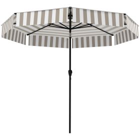 8.6FT Patio Umbrella, UPF 30+ Outdoor Market Umbrella, 2-Tier Vented Patio Table Umbrella with Crank 8 Ribs (Color: Gray)