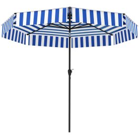 8.6FT Patio Umbrella, UPF 30+ Outdoor Market Umbrella, 2-Tier Vented Patio Table Umbrella with Crank 8 Ribs (Color: Navy)