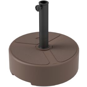 Round Patio Umbrella Base Holder, Heavy Duty Outdoor Umbrella Stand Base, Filled Up to 44lbs with Stand or 40lbs with Water for Garden, Poolside (Color: Brown)