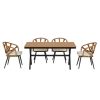 U_Style Contemporary Outdoor Set with PE Rattan Chairs and Plastic Wood Table,Suitable for Gardens and Lawns