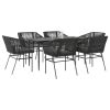 Garden Dining Set Black, Dark Grey