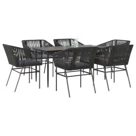 Garden Dining Set Black, Dark Grey (Color: Black)
