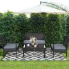 4 Pieces Patio Rattan Cushioned Furniture Set with Loveseat and Table Outdoor Conversation Sets