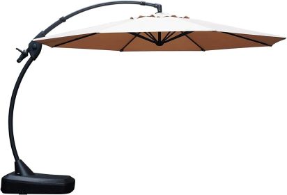 Cantilever Outdoor  Umbrella with Base , Aluminum Offset Umbrella.(Included 2 Packages) (Color: Champagne, size: 12 FT)