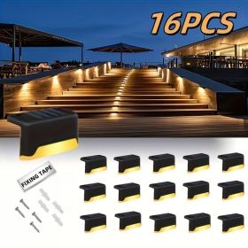 32/16 PCS Solar Deck Lights Outdoor, Solar Step Lights Waterproof Led Solar lights for Outdoor Stairs, Step , Fence, Yard, Patio (Color: Warm light 16PCS)