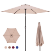7.5-foot outdoor terrace sun umbrella, with button tilt and hand-cranking device, 6-rib design, UV15+ waterproof fabric