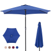 7.5-foot outdoor terrace sun umbrella, with button tilt and hand-cranking device, 6-rib design, UV15+ waterproof fabric