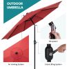 7.5-foot outdoor terrace sun umbrella, with button tilt and hand-cranking device, 6-rib design, UV15+ waterproof fabric