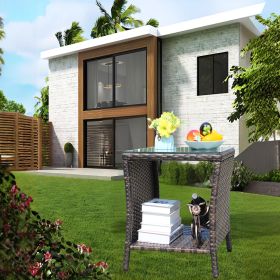 Outdoor patio Furniture 1 Coffee Table with clear tempered glass (Color: as Pic)