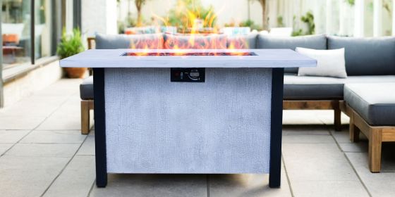 44" W x 25" H Outdoor Fire Pit Table 50000BTU (Color: as Pic)