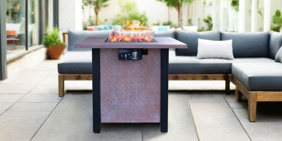 25" H Outdoor Fire Pit Table 50000BTU (Color: as Pic)