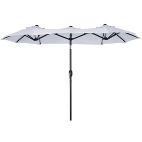 Outsunny Double-sided Patio Umbrella 9.5' Large Outdoor Market Umbrella with Push Button Tilt and Crank, 3 Air Vents and 12 Ribs, for Garden, Deck (Color: as Pic)